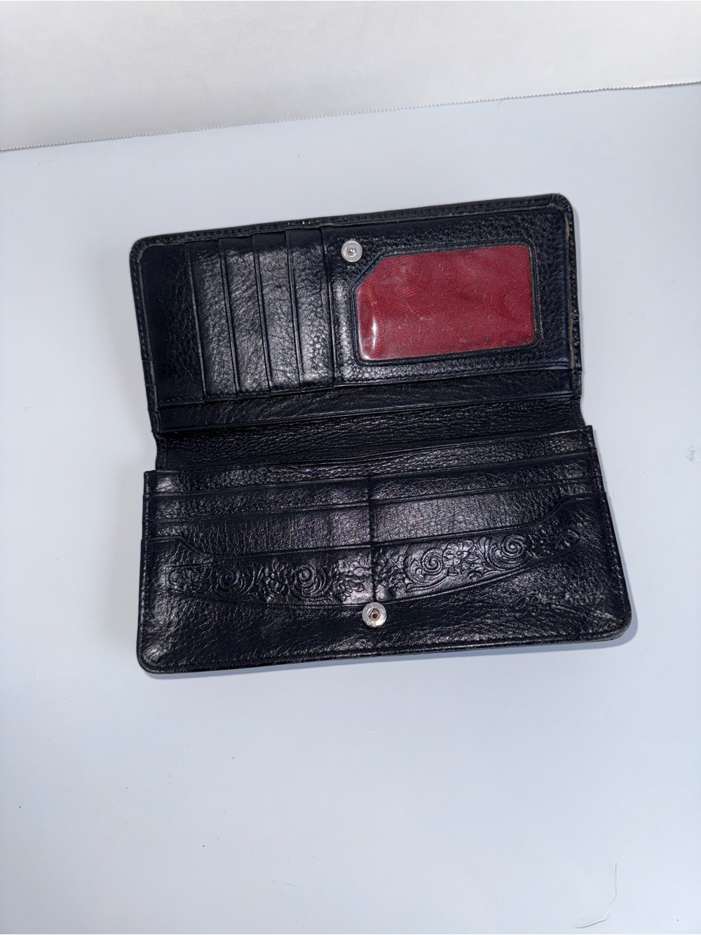 BRIGHTON crocodile leather silver detailing vintage trifold wallet - Picture 5 of 6